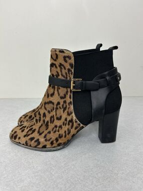 Ralph Lauren Purple Label Bos Taurus Fur Leopard Heeled Booties Size 39 B Flaw*